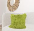 24" Lime Green Genuine Tibetan Lamb Fur Pillow With Microsuede Backing