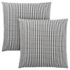 Set of Two 18" Black Gray And White Fabric Striped Throw Pillows