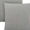 Set of Two 18" Black Gray And White Fabric Striped Throw Pillows
