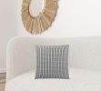 Set of Two 18" Black Gray And White Fabric Striped Throw Pillows