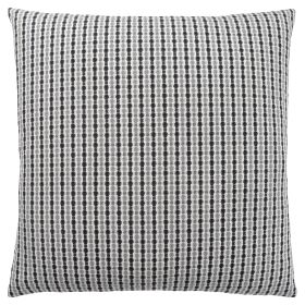 Set of Two 18" Black Gray And White Fabric Striped Throw Pillows