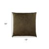 Set Of Two 18" X 18" Dark Green Velvet Polyester Floral Zippered Pillow