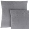Set of Two 18" Silver Velvet Throw Pillows