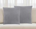 Set of Two 18" Silver Velvet Throw Pillows