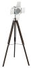 1" X 1" X 38~55" Antique Oak Chrome Metal Wood Floor Lamp