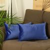 Set of Two 14" X 21" Navy Blue Velvet Lumbar Throw Pillow Covers