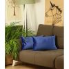 Set of Two 14" X 21" Navy Blue Velvet Lumbar Throw Pillow Covers