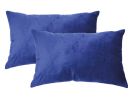 Set of Two 14" X 21" Navy Blue Velvet Lumbar Throw Pillow Covers