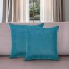 Set of Two 20" Teal Blue Fabric Throw Pillow Covers