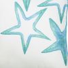 18" White And Aqua Blue Starfish Decorative Throw Pillow Cover