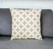 18" Taupe and White Fabrc Throw Pillow Cover