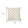 18" Taupe and White Fabrc Throw Pillow Cover