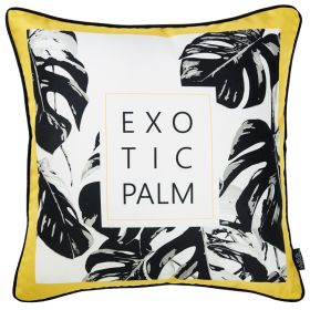 18" Black and White Fabrc Throw Pillow Cover