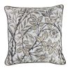 17" Blue Beige and Black Floral Throw Pillow Cover