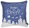 18" Black And White Christmas Reindeer Fabric Throw Pillow Cover