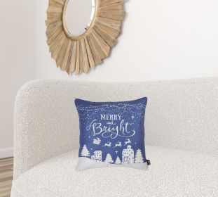 18" Black And White Christmas Reindeer Fabric Throw Pillow Cover