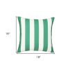 18" Green and White Striped Throw Pillow Cover
