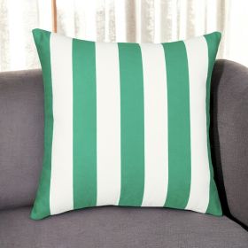 18" Green and White Striped Throw Pillow Cover