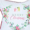 Merry Christmas Wreath Square Decorative Throw Pillow Cover