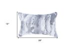 5" X 12" X 20" 100% Natural Rabbit Fur Grey Pillow
