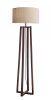 60" Brown Solid Wood Novelty Floor Lamp With Beige Fabric Drum Shade