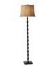 62" Brown And Black Floor Lamp With Beige Burlap Shade