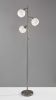 71" Silver Metal Floor Lamp With White Dome Shade
