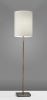 61" Brass Metal Floor Lamp With White Fabric Cylinder Shade