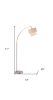 71" Silver Adjustable Arched Floor Lamp With White And Natural Fabric Drum Shade
