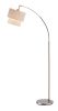 71" Silver Adjustable Arched Floor Lamp With White And Natural Fabric Drum Shade