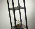 63" Black And White Solid Wood Column Floor Lamp With White Fabric Square Shade