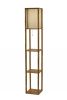 63" Natural Solid Wood Column With Brown Fabric Shade
