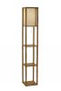 63" Natural Solid Wood Column With Brown Fabric Shade