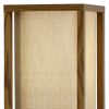63" Natural Solid Wood Column With Brown Fabric Shade