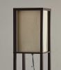 63" Brown Column Floor Lamp With Beige Fabric Square Shade