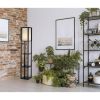 72" Black And White Solid Wood Column With White Cotton Shade