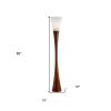 68" Brown And White Solid Wood Novelty Floor Lamp With White Acrylic Cone Shade