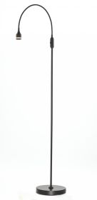 56" Black LED Arched Floor Lamp With Black Drum