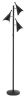 68" Black Three Light Tree Floor Lamp With Black Metal Cone Shade