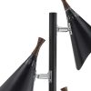68" Black Three Light Tree Floor Lamp With Black Metal Cone Shade