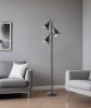 68" Black Three Light Tree Floor Lamp With Black Metal Cone Shade