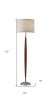61" Brown And White Solid Wood Floor Lamp With White Fabric Drum Shade