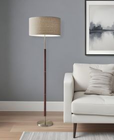 66" Brown Floor Lamp With Brown Fabric Drum Shade