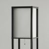 72" Black And Off White Column Floor Lamp With Off White Fabric Rectangular Shade