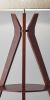 60" Brown And White Solid Wood Tripod Floor Lamp With White Fabric Drum Shade