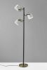 65" Black And White Three Light Tree Floor Lamp With White Metal Bell Shade