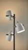 65" Black And White Three Light Tree Floor Lamp With White Metal Bell Shade
