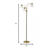 69" Gold Three Light Tree Floor Lamp With Clear Plastic Bowl Shade