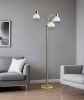 69" Gold Three Light Tree Floor Lamp With Clear Plastic Bowl Shade