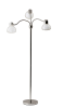 69" Silver Three Light Tree Floor Lamp With White Plastic Bowl Shade